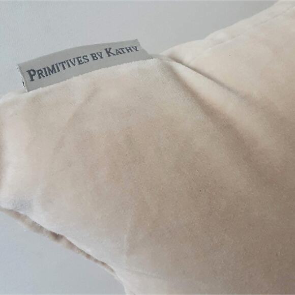 Primitives by Kathy GATHER Embroidered Creme Velvet 12x12 Square Throw Pillow - Picture 3 of 7